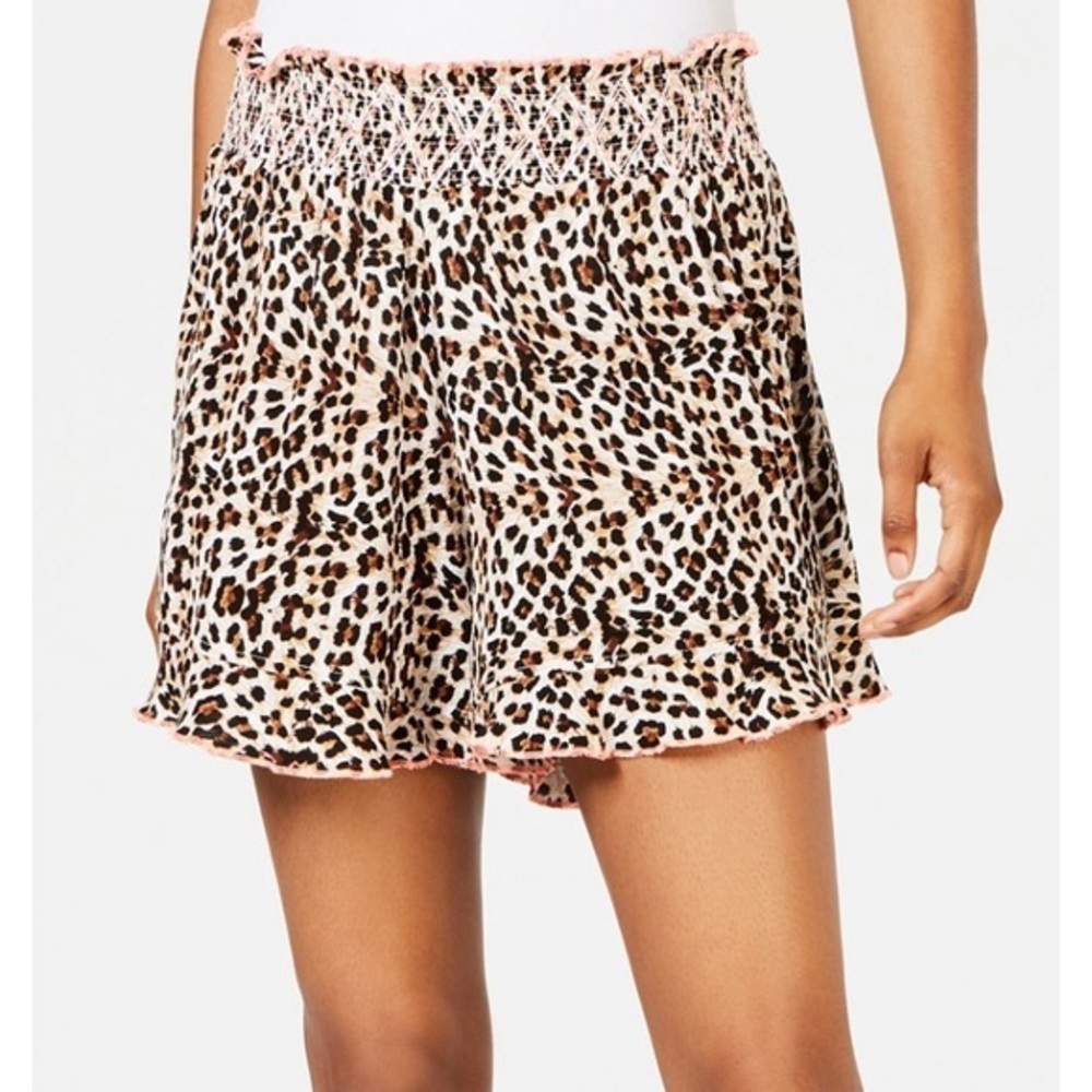 Animal Print Smocked Cover-Up Shorts